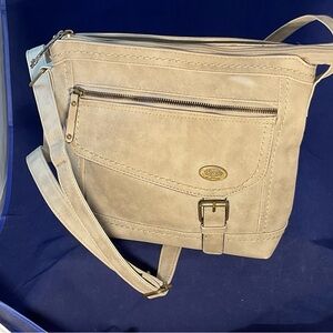 b.o.c. Born Beige Vegan Suede Crossbody Bag with Zipper and Buckle